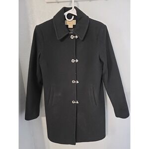 Michael Kors Women's Wool Toggle Coat Size 8 Black